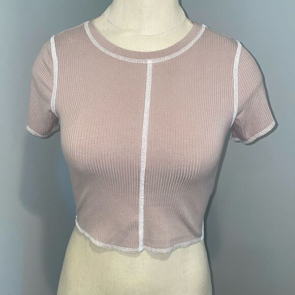 Garage Short Sleeve Ribbed Crop Top Size S - Picture 1 of 8